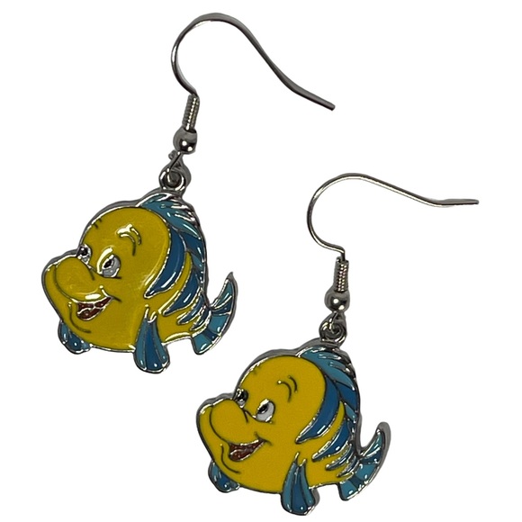 The Little Mermaid Flounder metal earrings NEW - Picture 3 of 5